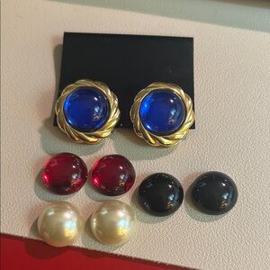 Vintage KJL Kenneth Jay Lane Interchangeable Clip On Earrings